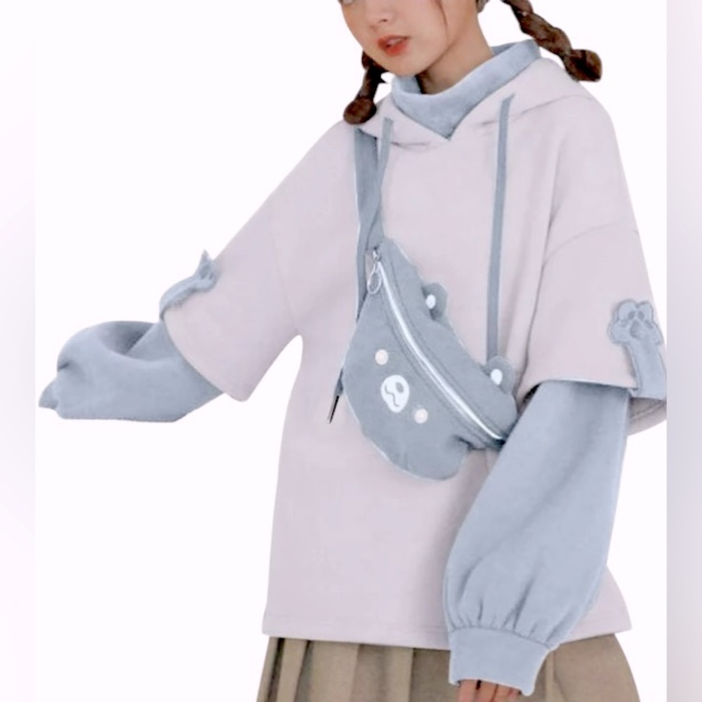 {NEW} Long Sleeve Hoodie Sweatshirt w/Personality Bag Small
